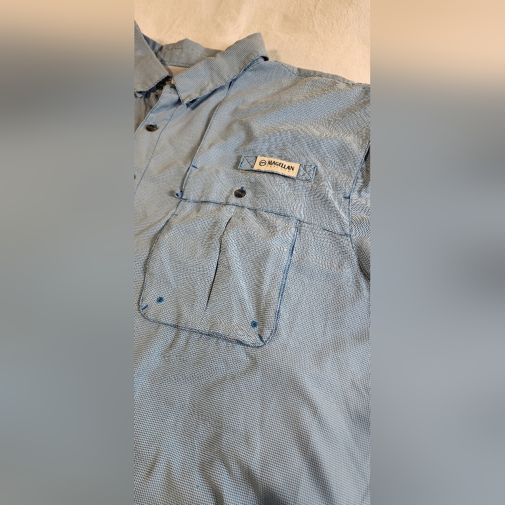 Magellan Outdoors Blue Plaid Fishing Relaxed Fit Shirt With Vents, Size XXL - Picture 2 of 9